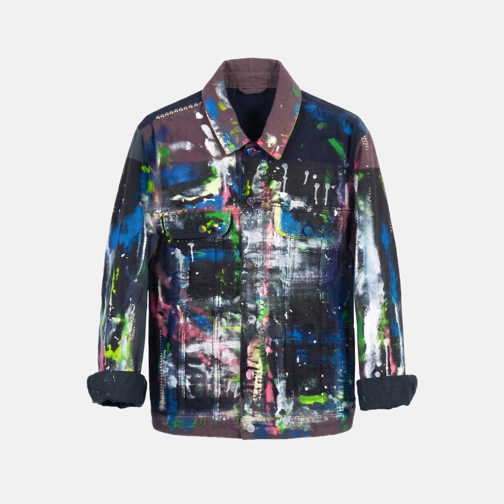 Super Flea Market+Customized Secondhand Piece+multicolor painted denim jacket+Johannes Strate1